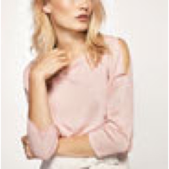 NWOT Massimo Dutti Shimmery Pink Cut-Out Shoulder Top sz S - Picture 5 of 5